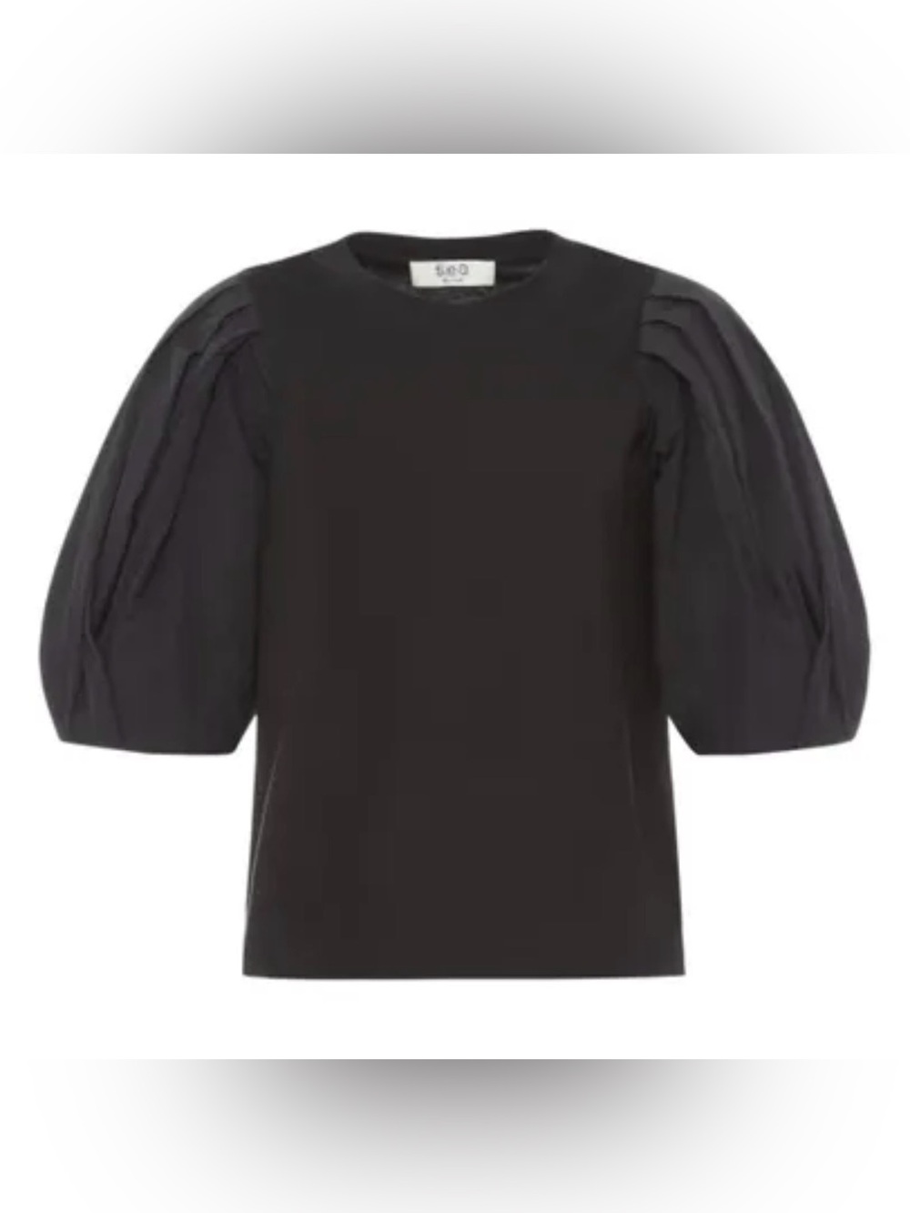 Sea New York Nadia Black Taffeta Puff Sleeve Tee